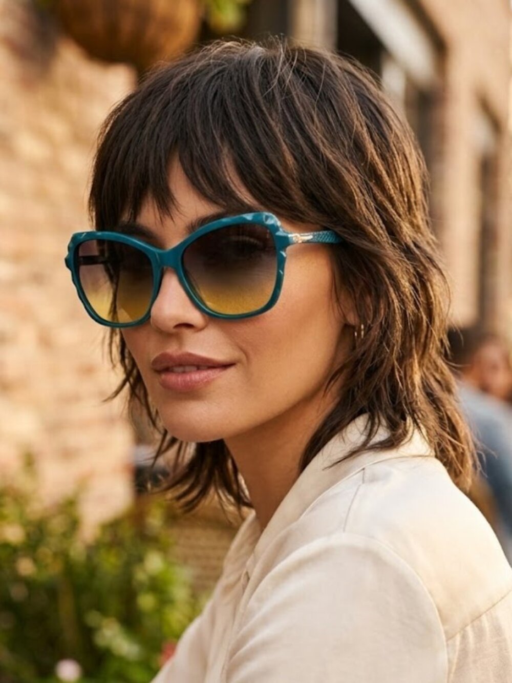 Swarovski Teal Cat-Eye Women's Sunglasses